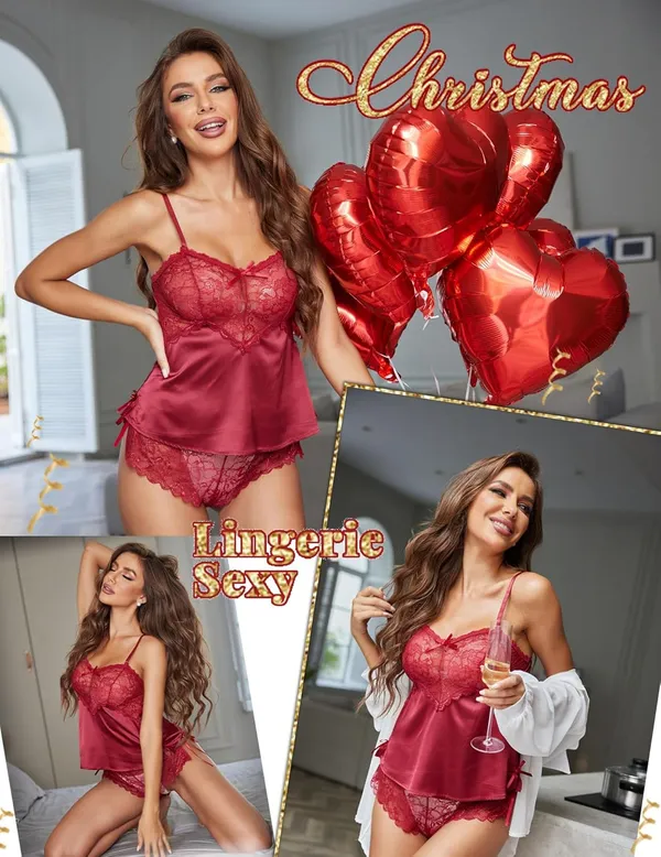 Maroon_Babydoll_Nightwear_Lingerie_For_Women