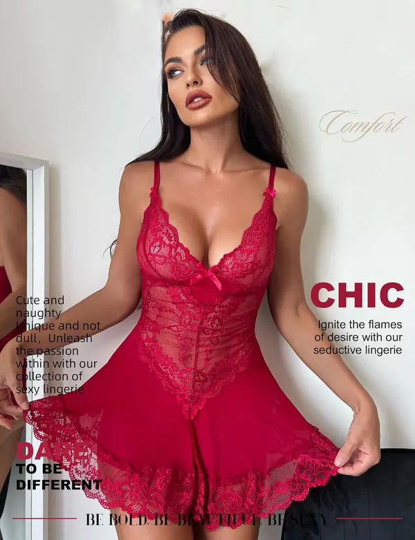 Maroon_Lace_Chemise_Beautiful_Nightgown_Sleepwear_Dress_For_Women