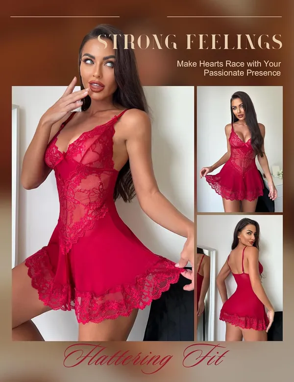 Maroon_Lace_Chemise_Beautiful_Nightgown_Sleepwear_Dress_For_Women