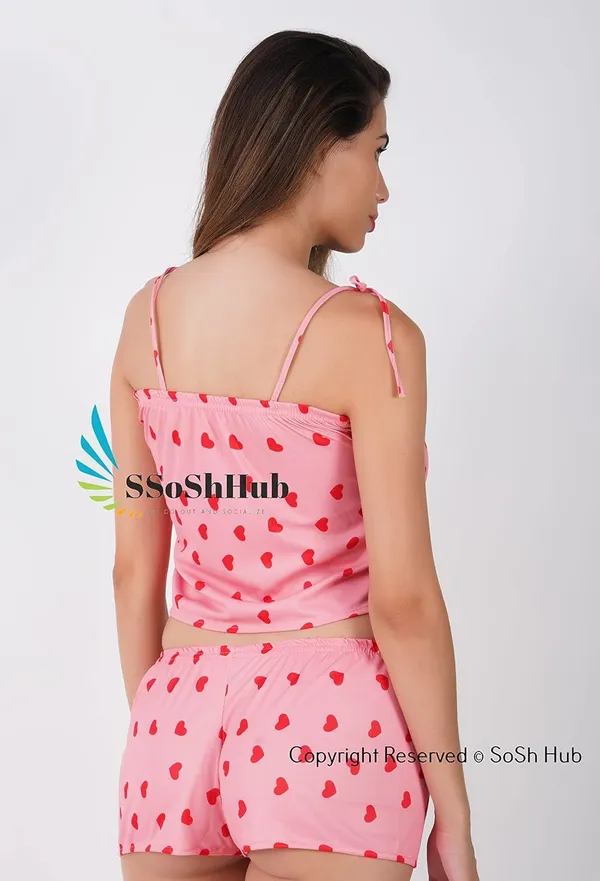 Pink_V_Neck_Chemise_Halter_Mesh_Nightwear_Babydoll_For_Women_(Pack_Of_2_Pcs)