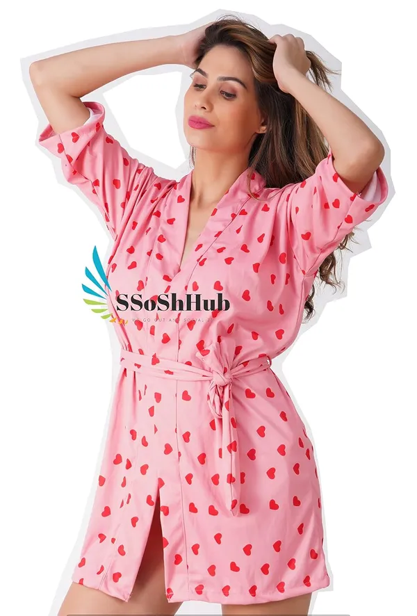 Pink_V_Neck_Chemise_Halter_Mesh_Nightwear_Babydoll_For_Women_(Pack_Of_3_Pcs)
