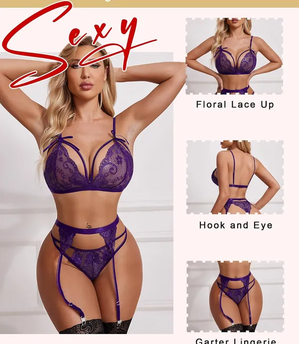 Purple_Lace_Lingerie_With_Garter_Belts_And_Stocking_For_Women_(Pack_Of_4_Pcs)