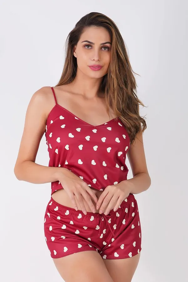 Red_V_Neck_Chemise_Halter_Mesh_Nightwear_Babydoll_For_Women_(Pack_Of_2_Pcs)