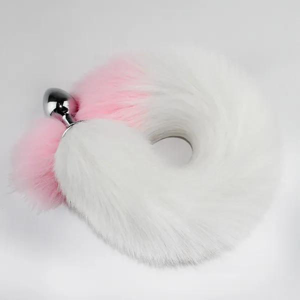 SSoShHub_Color_matching_fox_tail_metal_anal_plug_women's_back_court_development_fun_anal_plug_training_props_adult_40cm_Fox_Dog_Tail_Stainless_Steel_Small_Anal_Plug_Long_Female_Posterior