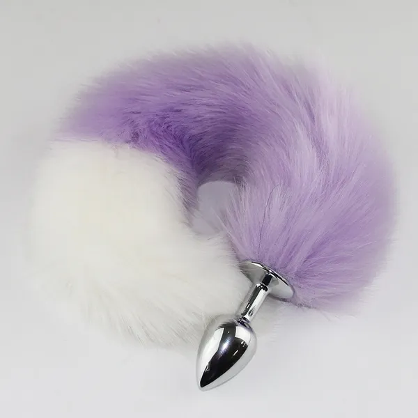 SSoShHub_Color_matching_fox_tail_metal_anal_plug_women's_back_court_development_fun_anal_plug_training_props_adult_40cm_Fox_Dog_Tail_Stainless_Steel_Small_Anal_Plug_Long_Female_Posterior