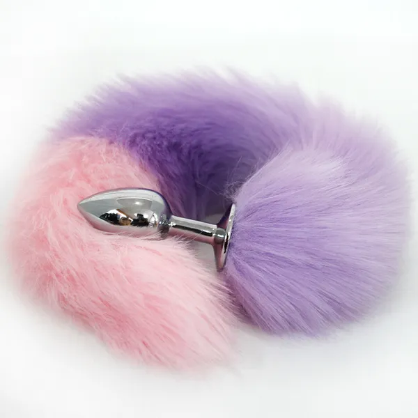 SSoShHub_Color_matching_fox_tail_metal_anal_plug_women's_back_court_development_fun_anal_plug_training_props_adult_40cm_Fox_Dog_Tail_Stainless_Steel_Small_Anal_Plug_Long_Female_Posterior