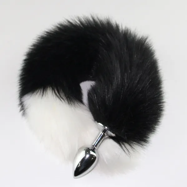 SSoShHub_Color_matching_fox_tail_metal_anal_plug_women's_back_court_development_fun_anal_plug_training_props_adult_40cm_Fox_Dog_Tail_Stainless_Steel_Small_Anal_Plug_Long_Female_Posterior