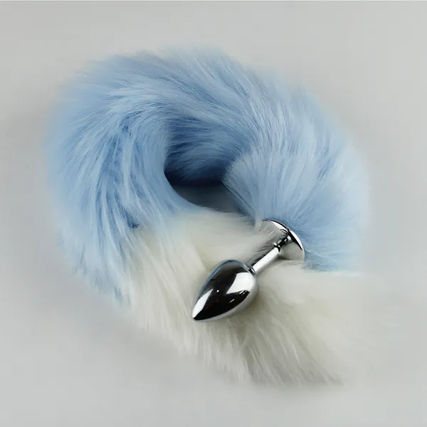 SSoShHub_Color_matching_fox_tail_metal_anal_plug_women's_back_court_development_fun_anal_plug_training_props_adult_40cm_Fox_Dog_Tail_Stainless_Steel_Small_Anal_Plug_Long_Female_Posterior