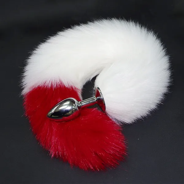 SSoShHub_Color_matching_fox_tail_metal_anal_plug_women's_back_court_development_fun_anal_plug_training_props_adult_40cm_Fox_Dog_Tail_Stainless_Steel_Small_Anal_Plug_Long_Female_Posterior