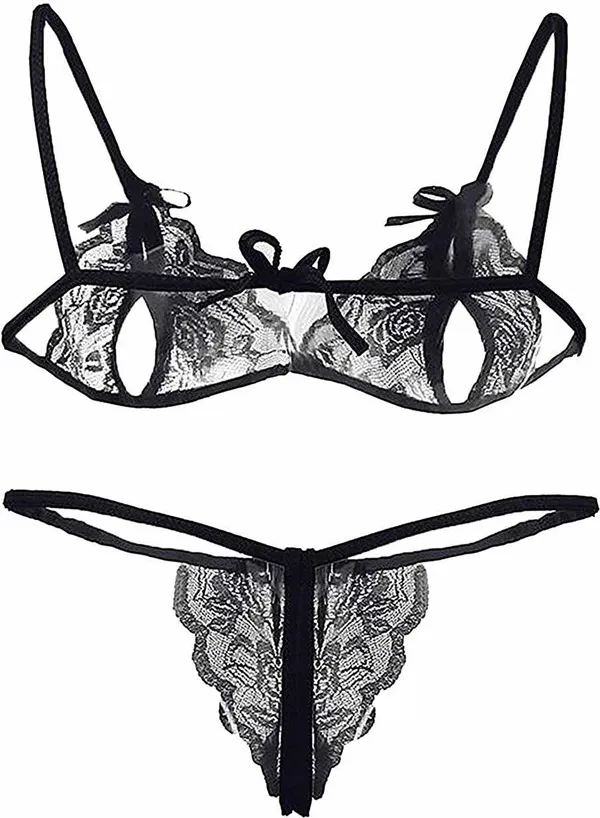 Black_Sheer_Lingerie_Bra,_Panty_With_Mask_And_Gloves_Set_For_Women