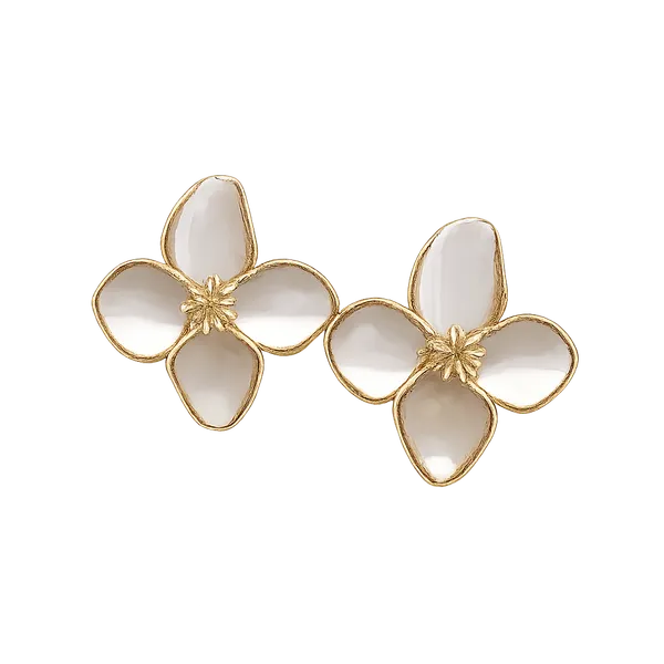 AURIM_BLAIR_STUD_EARRINGS_GERMAN_SILVER_FLOWER_WITH_ENAMEL_DRIP_WHITE