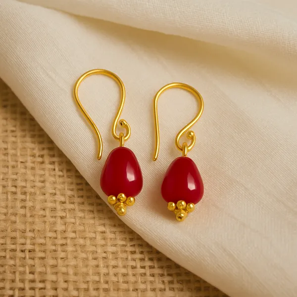 AURIM_BLAIR_EARRINGS_BRASS_WATERDROP_BEAD_RED_COLOUR