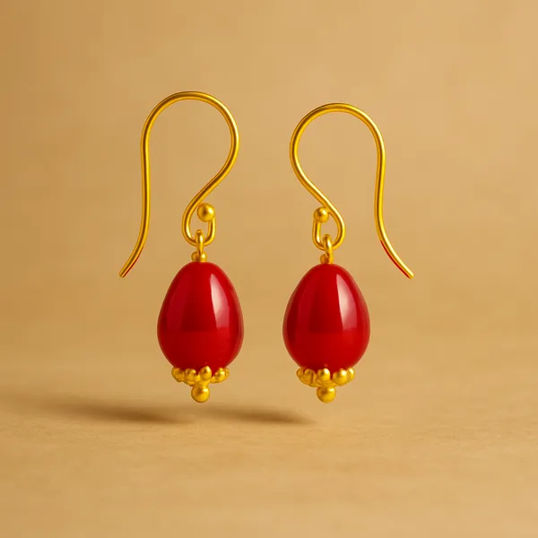 AURIM_BLAIR_EARRINGS_BRASS_WATERDROP_BEAD_RED_COLOUR