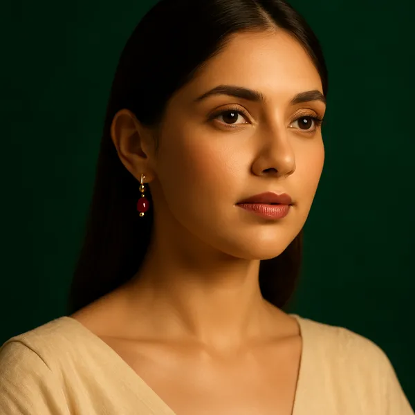 AURIM_BLAIR_EARRINGS_BRASS_WATERDROP_BEAD_RED_COLOUR