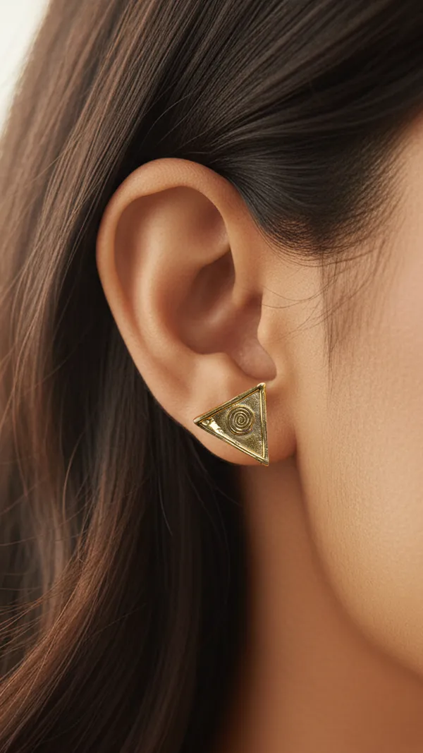 AURIM_BLAIR_STUD_EARRINGS_BRASS_DHOKRA_ART_TRIANGLE_SHAPE