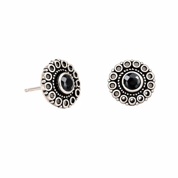 AURIM_BLAIR_STUD_EARRINGS_BRASS_JAALI_WITH_BLACK_STONE