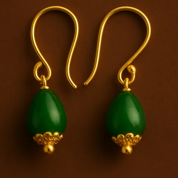 AURIM_BLAIR_EARRINGS_BRASS_WATERDROP_BEAD_GREEN_COLOUR