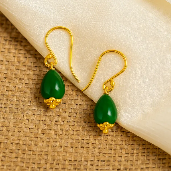AURIM_BLAIR_EARRINGS_BRASS_WATERDROP_BEAD_GREEN_COLOUR