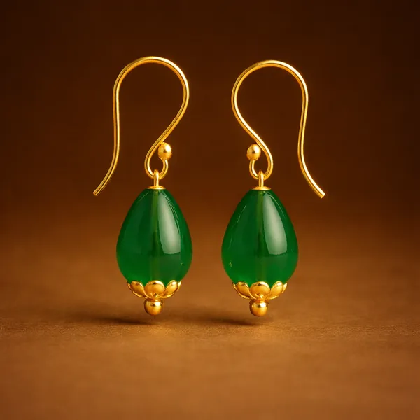 AURIM_BLAIR_EARRINGS_BRASS_WATERDROP_BEAD_GREEN_COLOUR