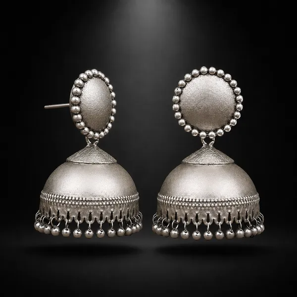 ANTIQUE_SILVER_DOME_JHUMKA_EARRINGS