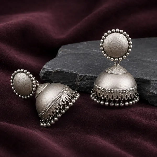 ANTIQUE_SILVER_DOME_JHUMKA_EARRINGS