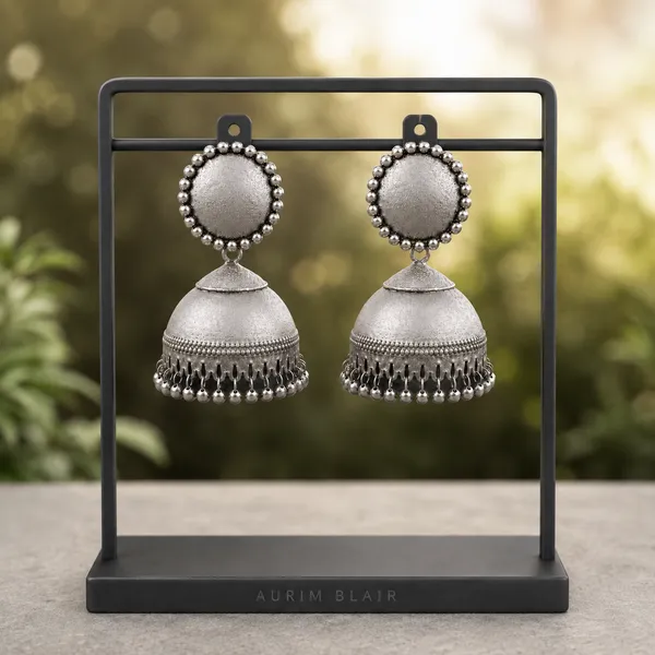 ANTIQUE_SILVER_DOME_JHUMKA_EARRINGS