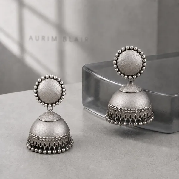 ANTIQUE_SILVER_DOME_JHUMKA_EARRINGS