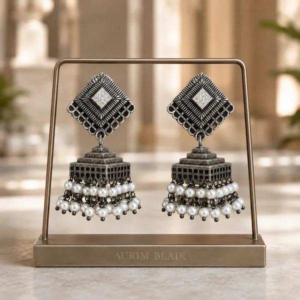ANTIQUE_SILVER_PEARL_PYRAMID_JHUMKAS