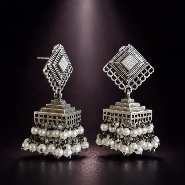ANTIQUE_SILVER_PEARL_PYRAMID_JHUMKAS