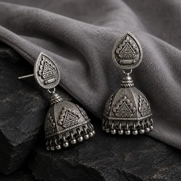 ANTIQUE_SILVER_TRIBAL_DOME_JHUMKAS