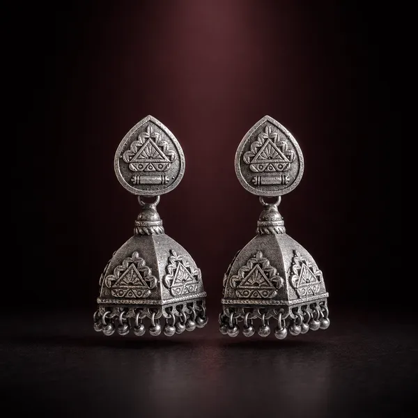 ANTIQUE_SILVER_TRIBAL_DOME_JHUMKAS