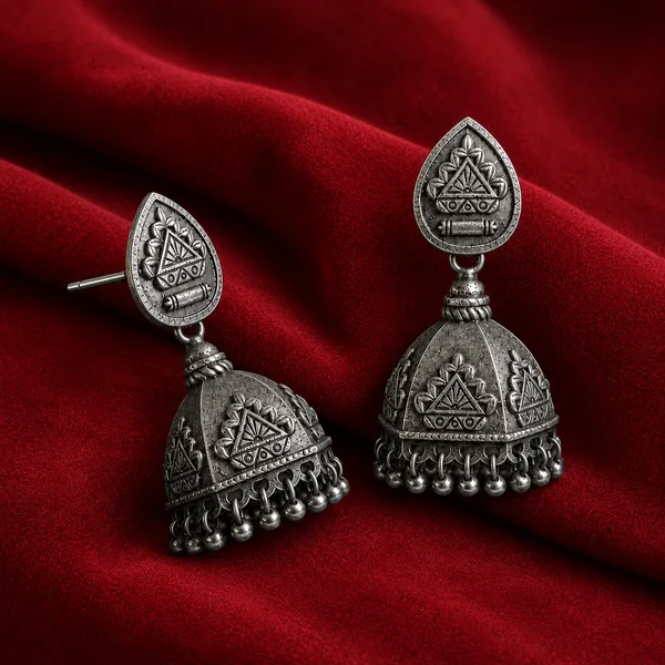 ANTIQUE_SILVER_TRIBAL_DOME_JHUMKAS