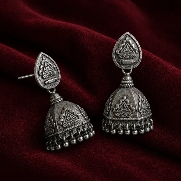 ANTIQUE_SILVER_TRIBAL_DOME_JHUMKAS