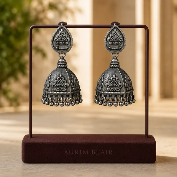 ANTIQUE_SILVER_TRIBAL_DOME_JHUMKAS