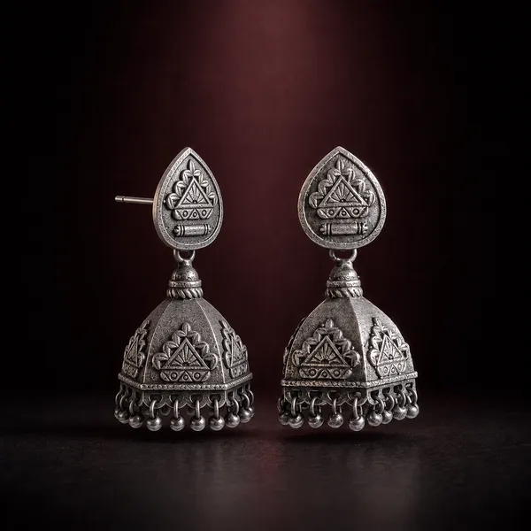 ANTIQUE_SILVER_TRIBAL_DOME_JHUMKAS