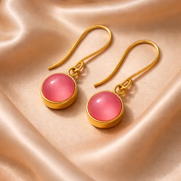 AURIM_BLAIR_EARRINGS__BRASS_WATERDROP_PINK_STONE
