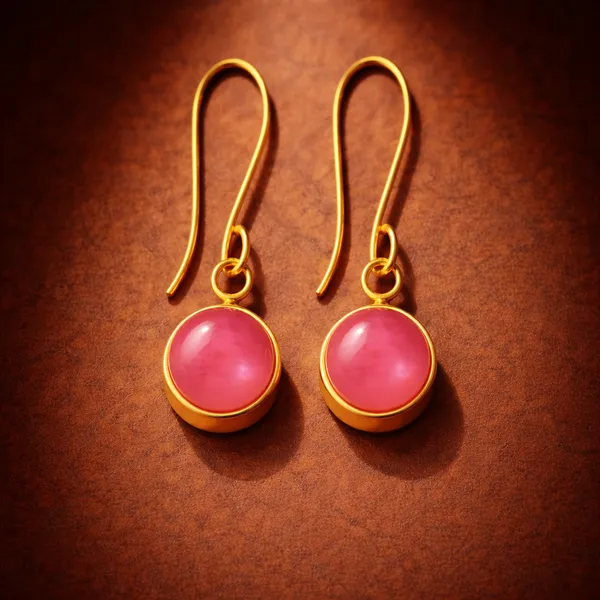 AURIM_BLAIR_EARRINGS__BRASS_WATERDROP_PINK_STONE