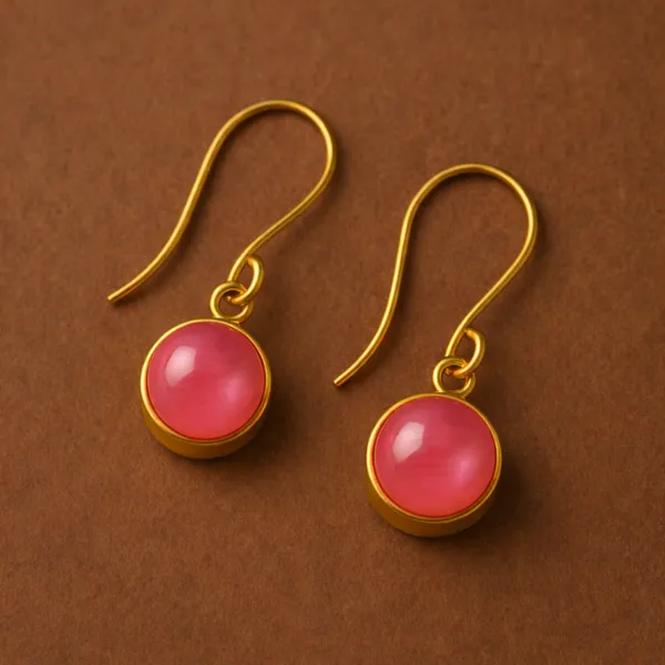 AURIM_BLAIR_EARRINGS__BRASS_WATERDROP_PINK_STONE