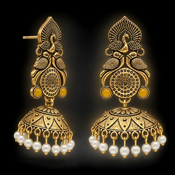 Antique_Gold_Pearl_Jhumka_Earrings