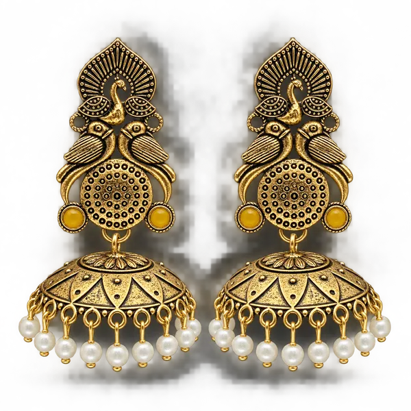 Antique_Gold_Pearl_Jhumka_Earrings