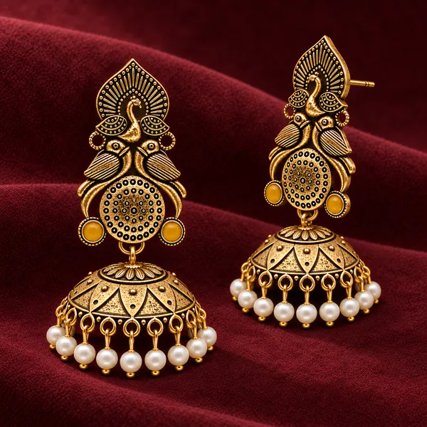 Antique_Gold_Pearl_Jhumka_Earrings