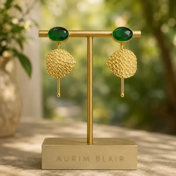 ECLIPSE_TEXTURED_BRASS_STUD_EARRINGS_-_EMERALD_GREEN