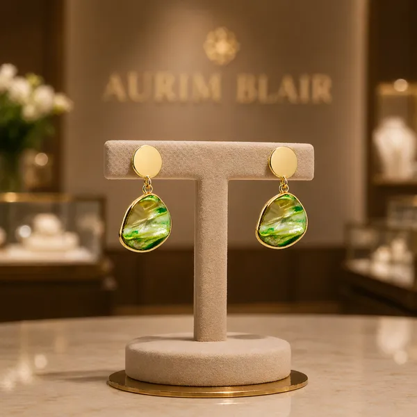 AURIM_BLAIR_STUD__BRASS_MOTHER_OF_PEARL_GREEN_COLOUR