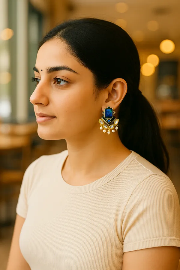 AURIM_BLAIR_EARRING_BRASS_ROYAL_REGAL_WITH_Crystal_AND_PEARLS_BLUE