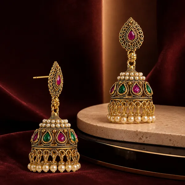 PINK_GREEN_PEARL_JHUMKAS