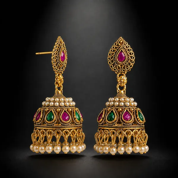 PINK_GREEN_PEARL_JHUMKAS