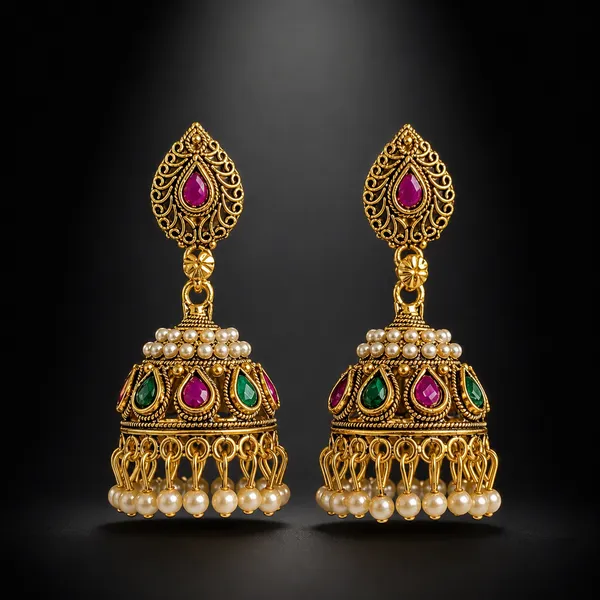 PINK_GREEN_PEARL_JHUMKAS