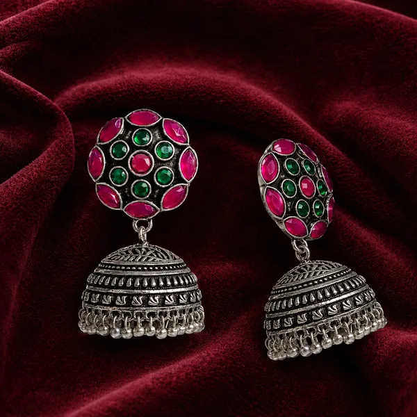 PINK_&_GREEN_OXIDISED_JHUMKAS