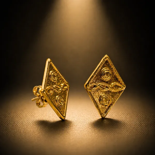 AURIM_BLAIR_STUD_EARRINGS_BRASS_DHOKRA_ART_DIAMOND_SHAPE