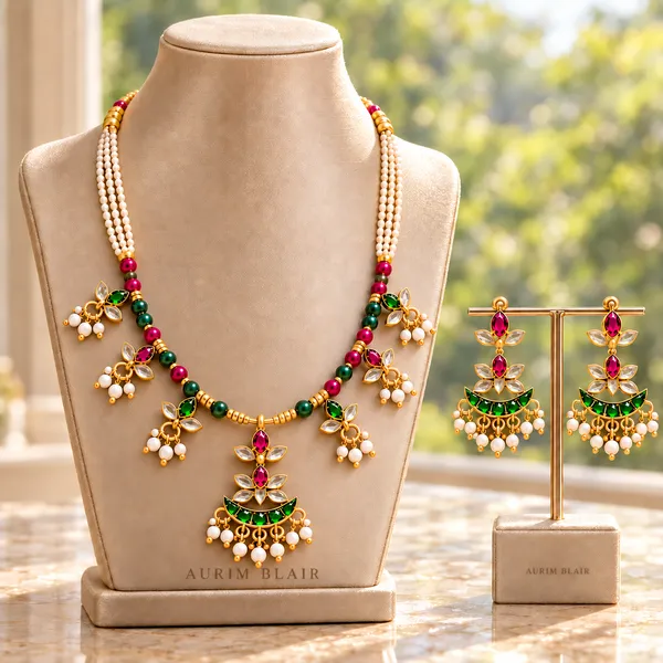 Emerald_Blossom_Pearl_Choker_Set